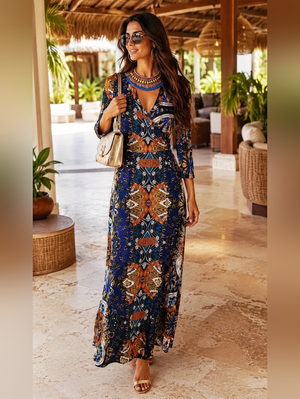 Boho Maxi Dress - Multi Print /L